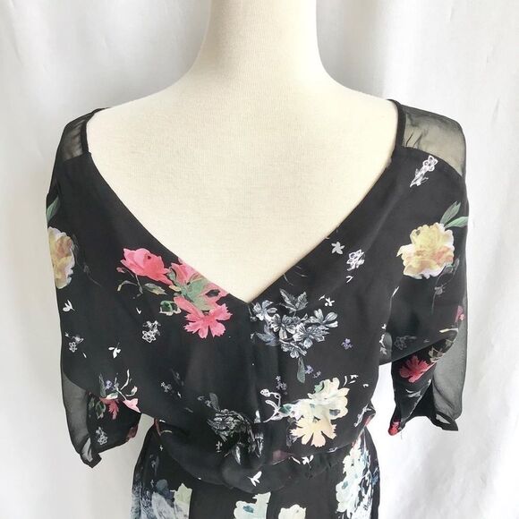 French Connection Floral 3/4 Sleeve Dress Size 2 - Picture 6 of 10